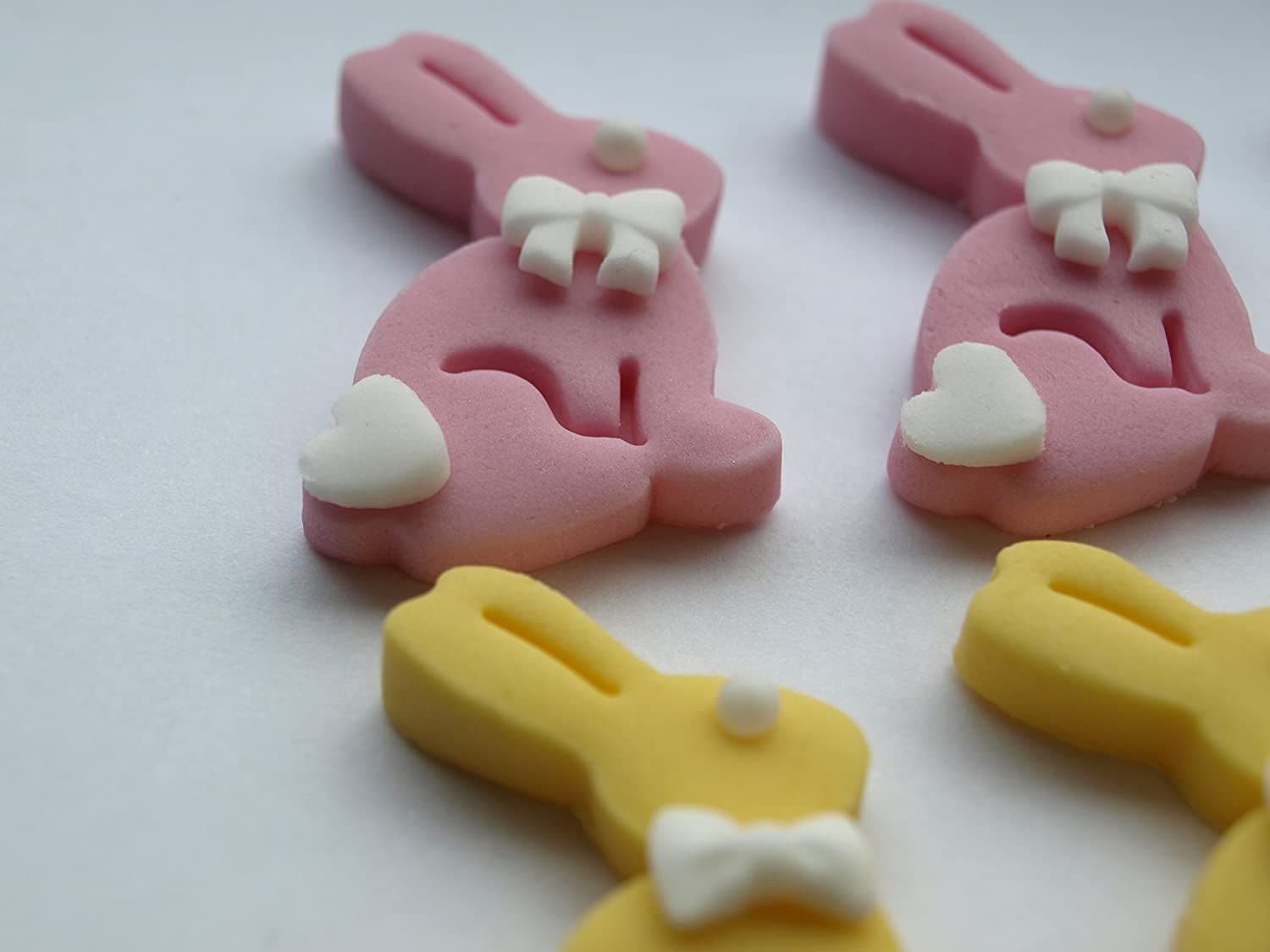 Rainbow Cake Toppers RCT-0015 12x Easter Bunny Rabbit Fondant Cupcake ...
