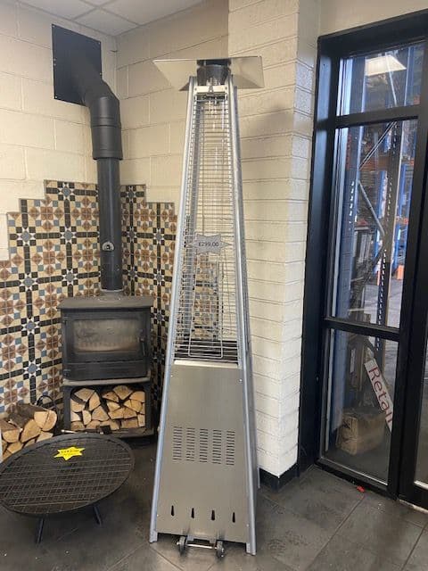 Pyramid patio heater with glass tube