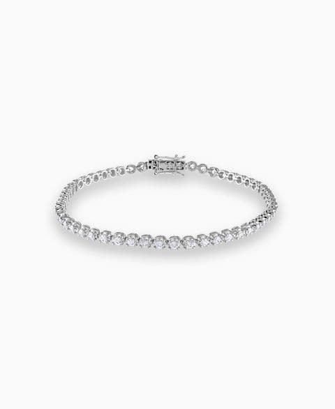 18ct White Gold Cup Set Diamond Tennis Bracelet by Brown & Newirth