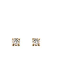 9ct Yellow Gold Diamond Cluster 4mm Stud Earrings