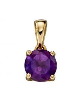 9ct Yellow Gold February Birthstone Pendant GP2190 & 18