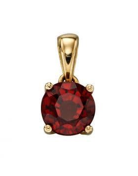 9ct Yellow Gold January Birthstone Pendant & 18" Curb Chain