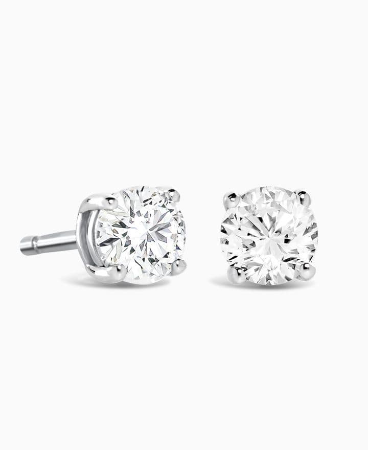 Ava 4 Claw Diamond Solitaire Stud Earrings by Brown & Newirth