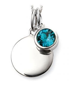 Birthstone And Engravable Silver Disc Necklace - December