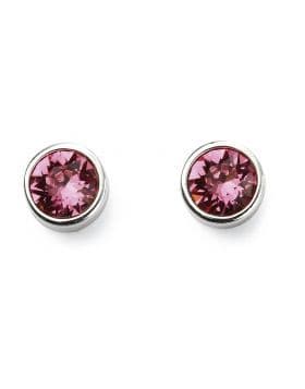 Birthstone Silver Stud Earrings - October