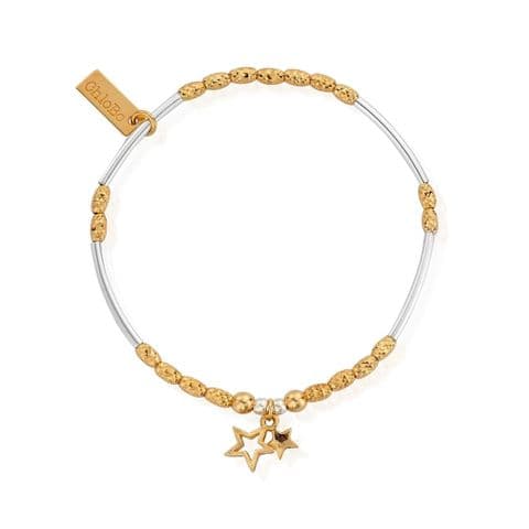 ChloBo Double Star Bracelet Silver and Gold Plated