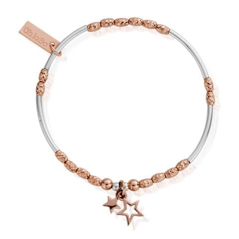 ChloBo Double Star Bracelet Silver & Rose Gold Plated