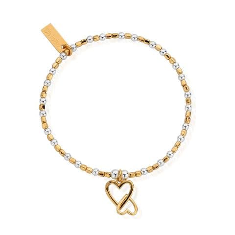 ChloBo Interlocking Love Heart Bracelet Silver and Gold Plated