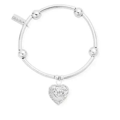 ChloBo Noodle Ball Filigree Heart Bracelet