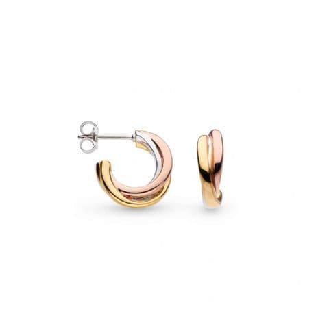 Kit Heath Bevel Trilogy Gold Hoop Earrings