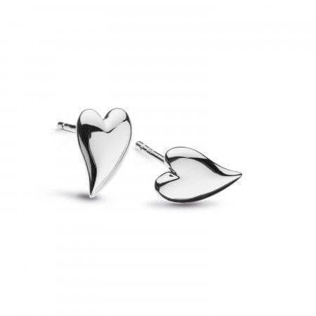 Kit Heath Desire Kiss Rhodium Plate Mini Heart Stud Earrings