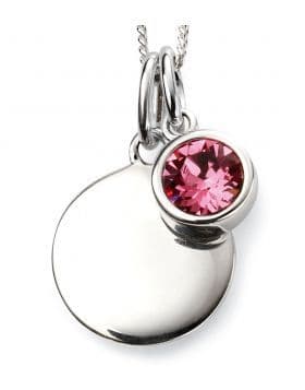 October Birthstone Engravable Silver Disc Necklace, all months available