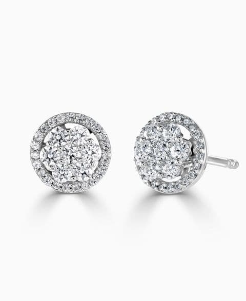 Posy Diamond Halo Cluster Stud Earrings by Brown & Newirth