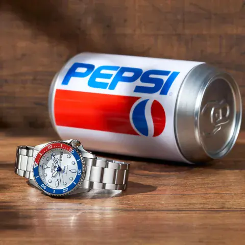 Seiko 5 Sports x PEPSI Limited Edition collaboration in Silverwhite SRPL99K1