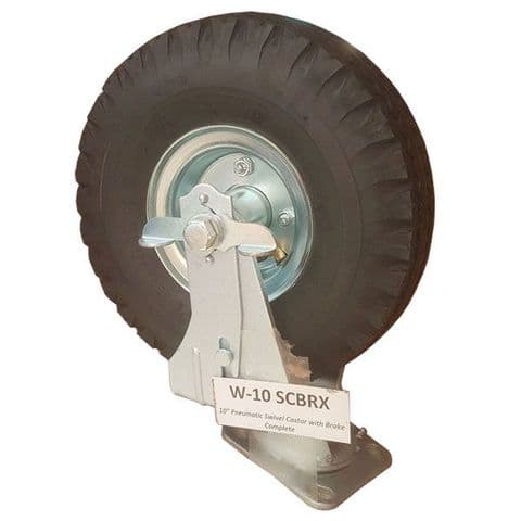 10 Inch Pneumatic Swivel Castor with Brake Complete W-10 SCBRX