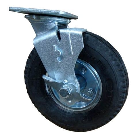 8 Inch Pneumatic Swivel Castor with Brake Complete W-08 SCBRX