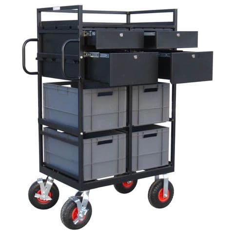 Euro-Crate Trolley with Lockable Drawers