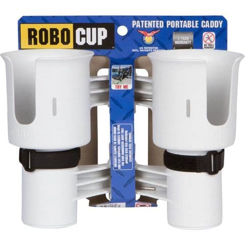 RoboCup Clamp-On Dual Cup Holder - White