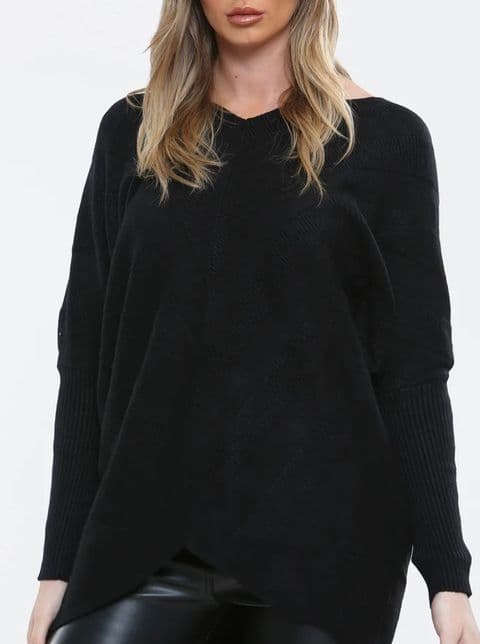 Alessia V Neck Jumper Black