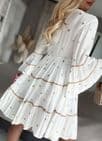 Anya Sequin Gold Polka Dot Smock Dress White