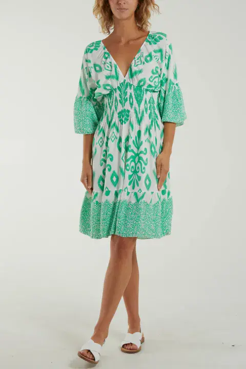 Aphrodite Aztec Mini Dress Green