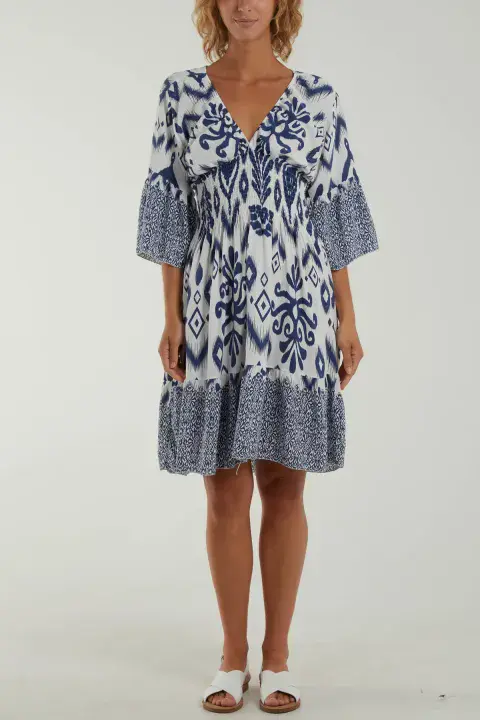 Aphrodite Aztec Mini Dress Navy