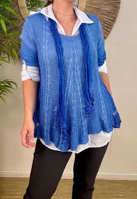 Aurora Three Piece Tunic Top Royal Blue