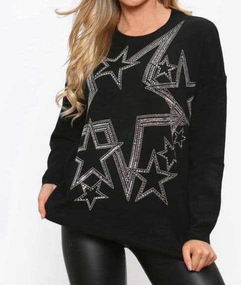 Ava Diamante Star Jumper Black