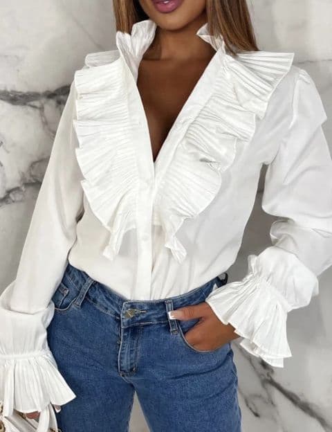 Bello Ruffle Blouse White