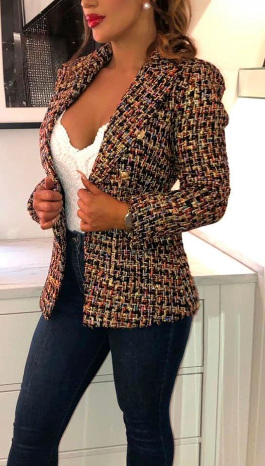 Black Boucle Tweed Blazer