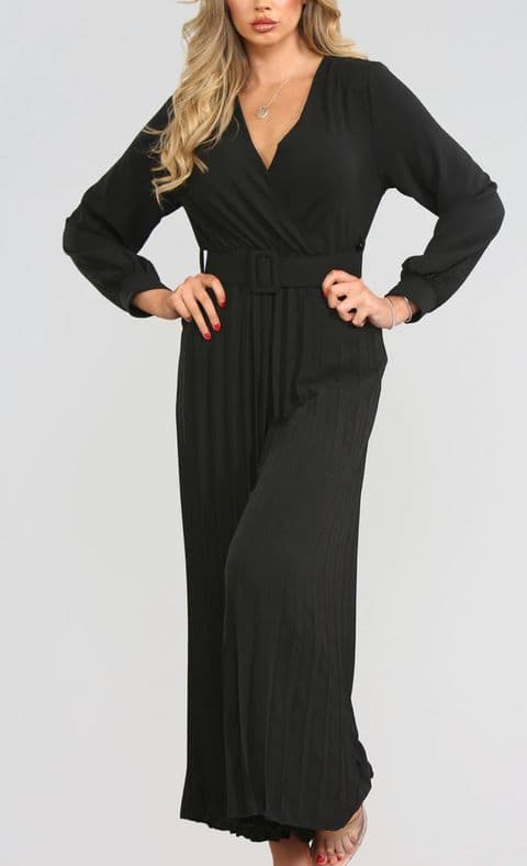 Candy Pleated Jumpsuit Colbolt Black