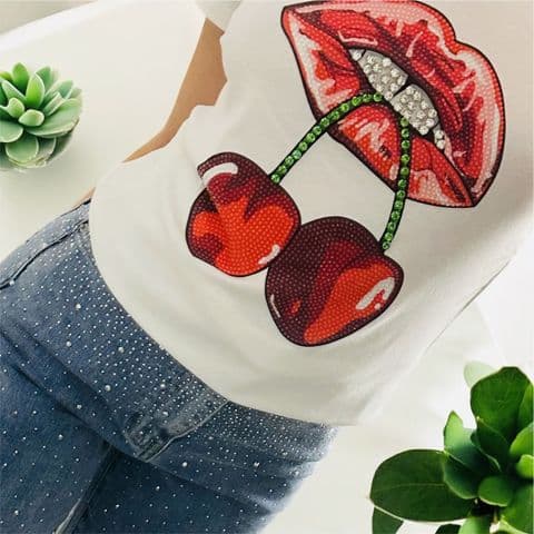 Cherry Lips T-Shirt White
