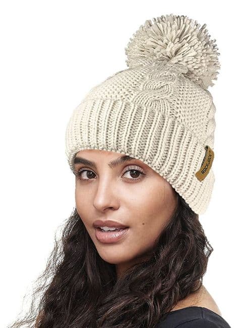 Chianna Cable Knit Pom Pom Hat Cream