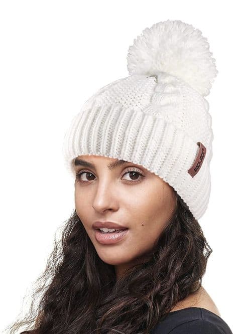 Chianna Cable Knit Pom Pom Hat Winter White