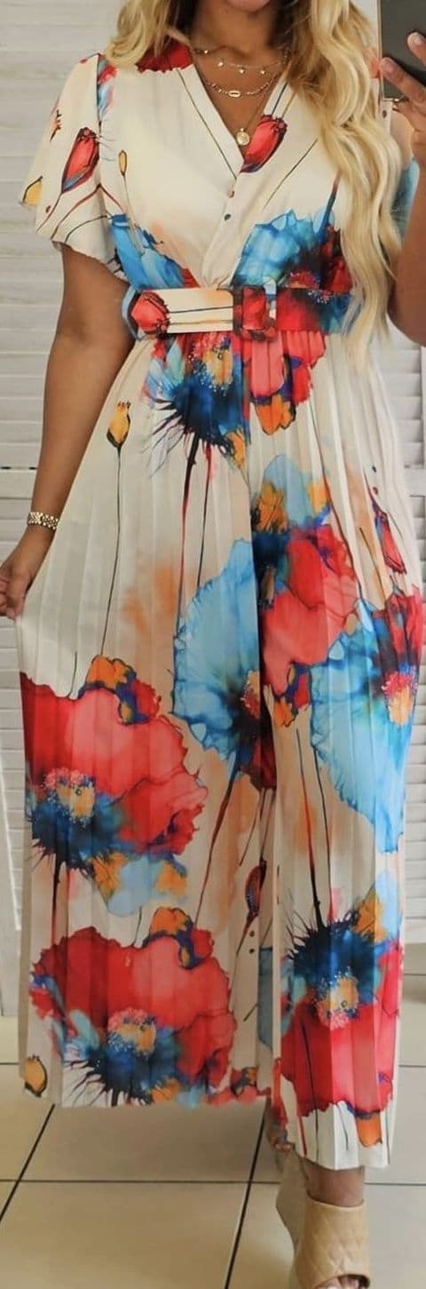 Damaris Pleated Belted Jumpsuit