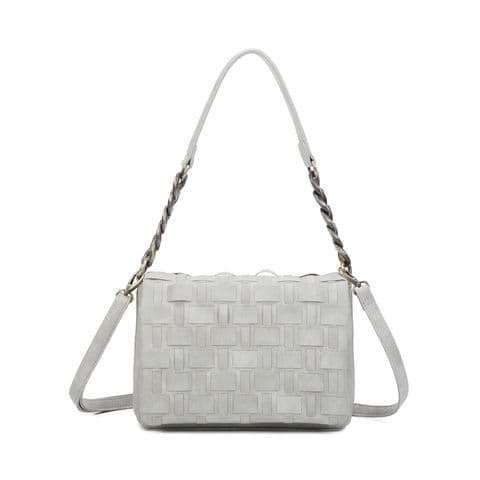 DESIGNER INSPIRED WOVEN CROSS BODY BAG GREY
