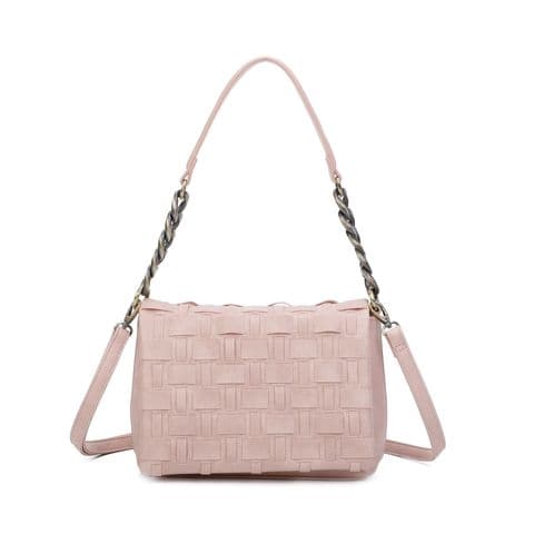 DESIGNER INSPIRED WOVEN CROSS BODY BAG PINK