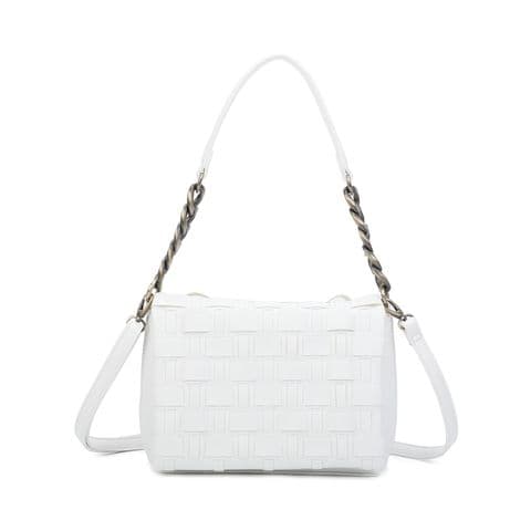 DESIGNER INSPIRED WOVEN CROSS BODY BAG WHITE