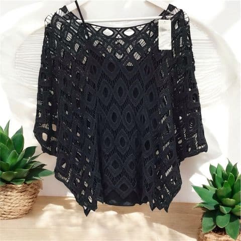 Diana Diamond Crochet Top Black