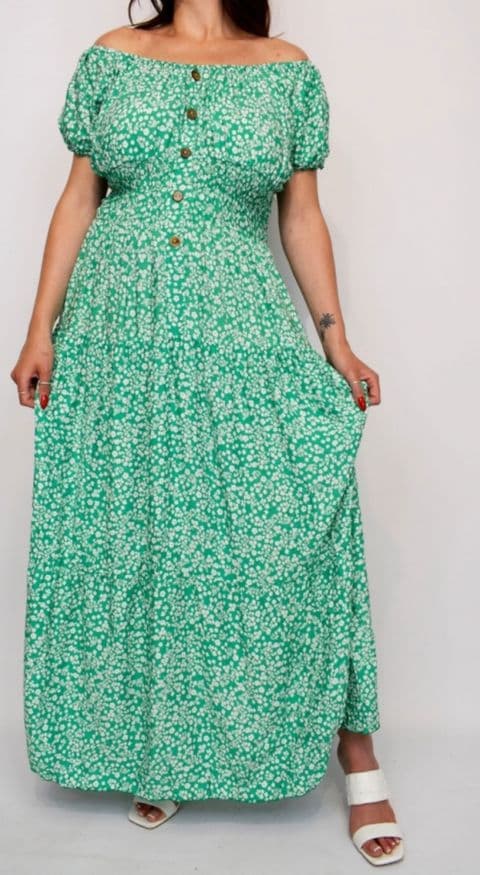 DITSY BARDOT MAGIC MAXI DRESS GREEN