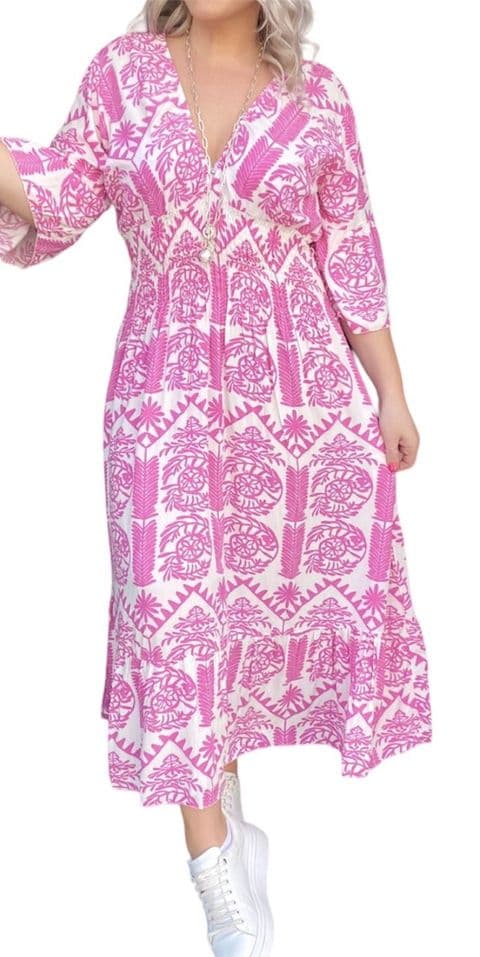 Esme Hot Pink Midi Dress