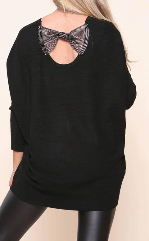 Estrella Diamante Bow Back Jumper Black