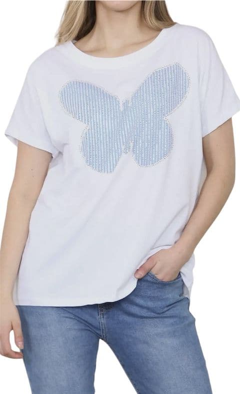 Farfalla Diamante Butterfly T-shirt Blue