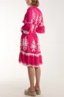 Fiorella Shirred Midi Dress Hot Pink