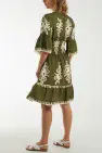 Fiorella Shirred Midi Dress Khaki