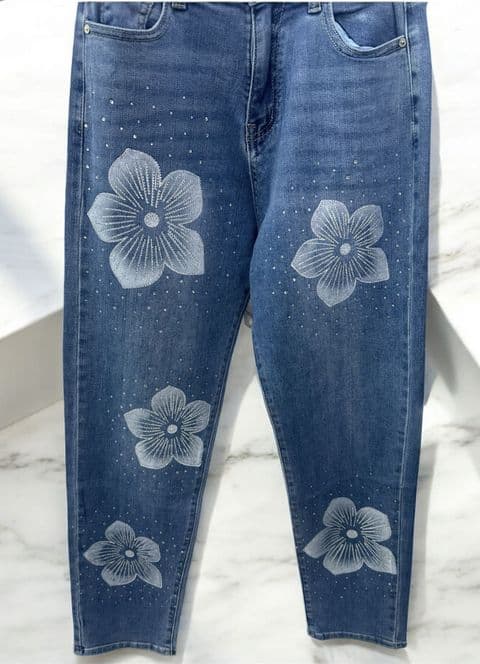 Flora Diamante Flower Stretchy Jeans