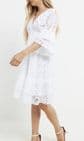 Florentino Lace v Neck Dress White