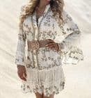 Francis Beaded Smock Tunic Dress