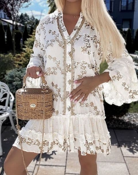 Francis Beaded Smock Tunic Dress