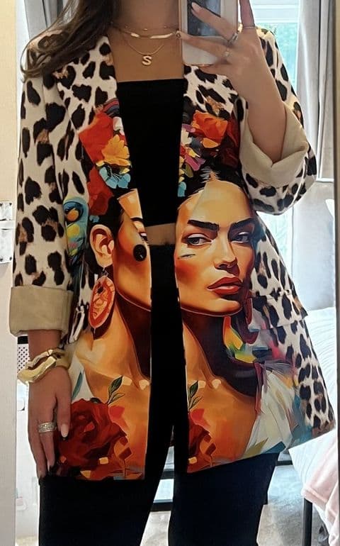 Frida Leopard Animal Print Blazer